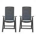 Folding Patio Chairs Set of 2, Aluminium Frame Reclining Sling Lawn Chairs with Adjustable High Backrest, Patio Dining Chairs for Outdoor, Camping,Porch (Double Layered Textilene Fabric, 2 Chairs)