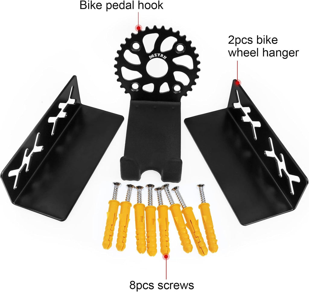 MZYRH Heavy Duty Bike Wall Mount, Stainless Steel, 2 Pack, Bicycle Storage Rack, Ideal for Road, Mountain or Hybrid Bikes