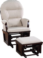 Suite Bebe Maya Nursery Rocking Chair with Ottoman, Wooden Glider for Baby Nursing, Smooth Gliding Rocker, Espresso Wood and Latte Fabric