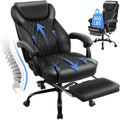 amseatec Big and Tall Office Chair with Footrest, Ergonomic Leather High Back Computer Chair Infinite Lock Reclining 90°-135°,20 Spring Packs,300lbs Executive Desk Chair for Home Office（Black）