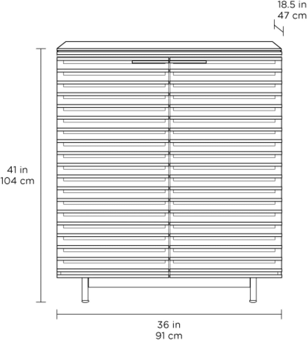BDI Furniture Corridor 5620-36'' Bar Cabinet with Louvered Doors, Wine and Bottle Storage, Adjustable Shelf, Storage Drawer, Stemware Rack and Glass Top, Charcoal Stained Ash