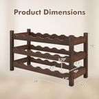 Giantex Bamboo Wine Rack, 3-Tier 18 Bottle Wine Storage Cabinet Shelf, Small Bottle Organizer Freestanding Counter, Countertop Wine Rack for Kitchen, Bar, Pantry & Wine Cellar, Coffee