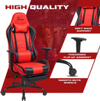 Furmax Office Chair Leather Desk Gaming Chair, High Back Ergonomic Adjustable Racing Chair,Task Swivel Executive Computer Chair Headrest and Lumbar Support (Red)