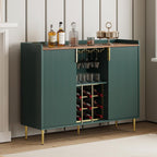 ARTPOWER 48" Wine Bar Cabinet with Fluted Texture, Modern Buffet Sideboard with Wine Rack and Glass Holder, Liquor Coffee Station with Storage for Kitchen, Living Room, Home Bar, Green