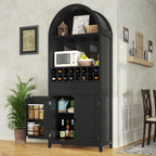 Loomie 75.7" Tall Arched Wine Cabinet, Modern Bar Cabinets with Glass Holders & Wine Rack, Liquor Cabinet for Home, Kitchen Pantry W/Drawer & Shelves, Versatile Cupboard for Dining Room (Black)