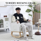 NIOIIKIT Nursery Rocking Chair with Footrest, Teddy Upholstered Glider Chair, Rocker Nursery Chair with Side Pocket, Glider Rocker, Accent Reading Chair for Living Room (White Teddy)