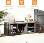 Outdoor Shoe Bench with Waterproof UV-Resistant Indoor Resin Shoe Cabinet Entryway Shoe Cabinet with 2 Doors or Entryway,Living Room,Bedroom,Black (2 Door)