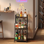 Trapezoid Liquor Stand, 3 Tier Liquor Cabinet, Wine Bottle Display Shelf for Home Bar, Mini Corner Liquor Bottle Display Stand for Whiskey, Wine, Stepped Wine Rack Freestanding Floor