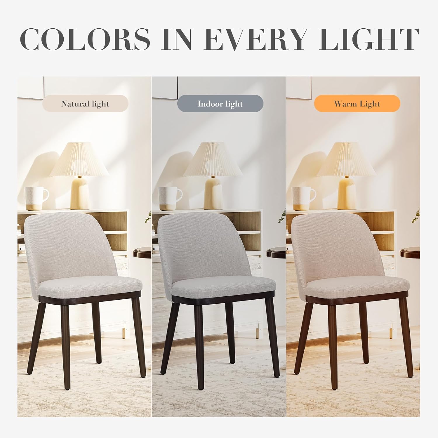 COLAMY Upholstered Dining Chairs Set of 4, Modern Kitchen Chairs with Back, Fabric Side Dining Room Chairs with Wood Legs for Kitchen Dining Room Restaurant, Beige