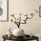 Vase with Greenery, 1 pcs Artificial Greenery Stems in White Vase, 20" Fake Plants for Decoration, Bathroom Office Farmhouse Kitchen Counter Coffee Table Centerpieces Plants Artificial-White