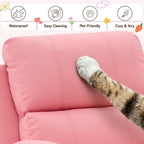 Korser Kids Recliner Chair, PU Leather Toddler Recliner with Cup Holder, Kid Recliner Sofa with Footrest, Push Back Child Reclining Chair with Side Pockets for Children Boys Girls Room, Pink