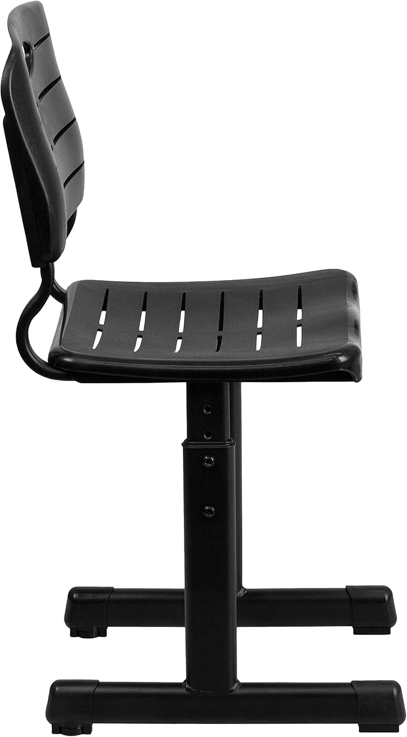 Flash Furniture Nila Set of 6 Adjustable Height Black Student Chairs with Black Pedestal Frames