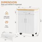Shintenchi Kitchen Island cart with Storage, Portable Bar Cabinet on Wheels, Rolling Microwave Cart Side Table with Workstation for Kitchen, Dinning Room, White