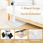 YAYODS Small TV Table Tray Adjustable Height C Table End Table, 360° Swivel Sofa Tray Side Table for Couch, Small Spaces, Living Room and Bedroom (White)