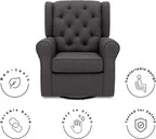 Delta Children Emma Nursery Glider Swivel Rocker Chair- Greenguard Gold Certified, Charcoal