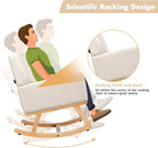 POWERSTONE Upholstered Rocking Glider Nursery Mid Century Accent Lounge Arm Chairs for Small Spaces Bedroom Living Room (Beige)