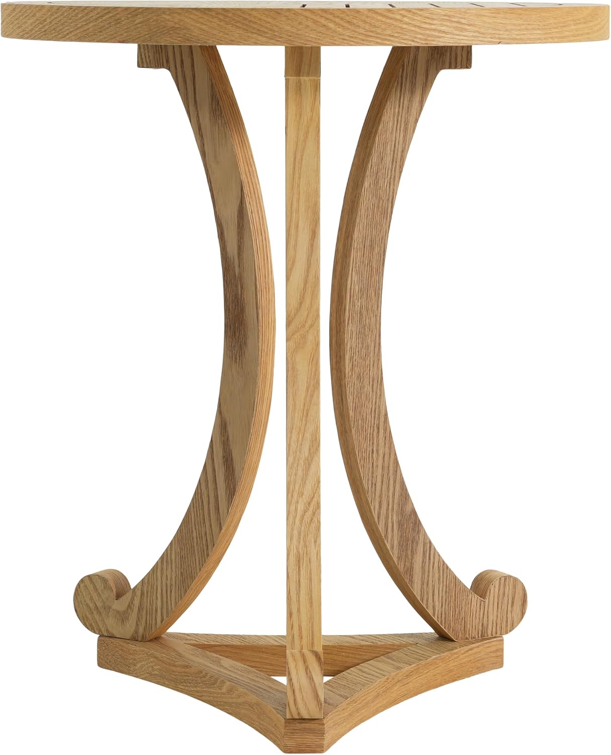 Christopher Knight Home Isele Wood Accent Table with Round Slatted Top Design, Small Side Table with Unique Curved Base, Modern End Table for Living Room/Bedroom/Small Spaces, Natural