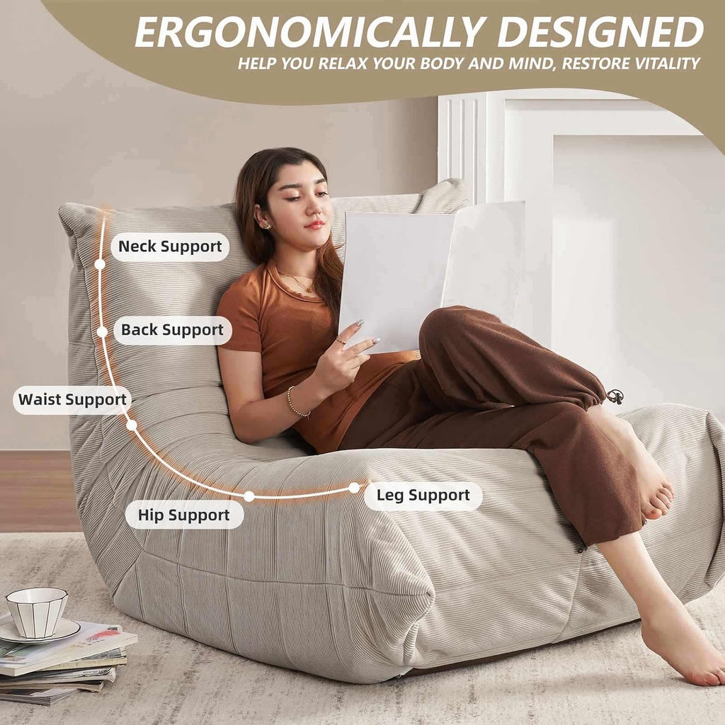 Modern Living Room, Adult Bean Bag Floor Sofa, Super Soft and Comfortable Memory Foam Lazy Sofa, Togo Recliner Furniture, Suitable for Balcony Bedroom Fireside Chair (Apricot)