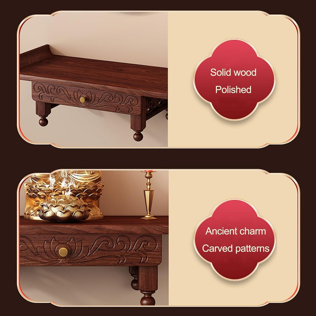 Buddhist Prayer Altar, Wall Hanging Offering Table for Home Decor and Spiritual Activities, Ideal for Living Room and Bedroom