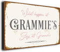 Grammie’s House Rules Sign – “What Happens Here Stays Here” – Vintage Wall Plaque – Durable Aluminium Composite – UV-Protected Fade-Resistant Print – Gift for Grammie
