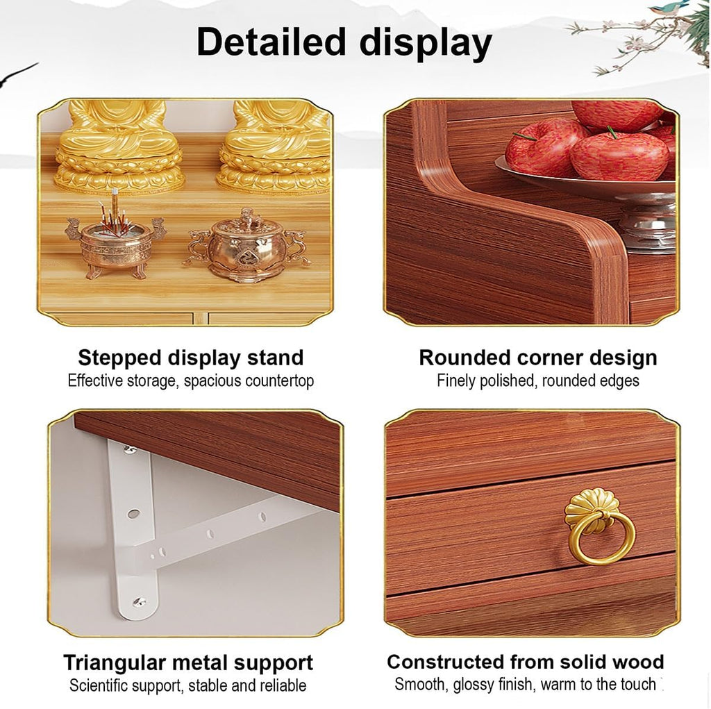 Wall Hanging God Shelf, Buddhist Altar De Madera Shrine with Retractable Pull Plate, Prayer Meditation Table for Living Room, Bedroom, Office(White,19.6 * 15.7 * 10.2in)