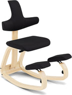 Varier ThatSit Balans Adjustable Ergonomic Kneeling Chair with Backrest, 10-Year Limited Warranty, Designed by Peter Opsvik, Natur/Black
