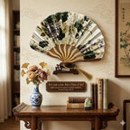 Vintage Floral Folding Hand Fan with Tassel, Chinese Style Fabric Hand Fan for Wedding, Dance, and Home Decor, Portable Elegant Fan for Women (Green Floral)