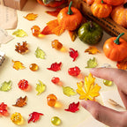 Acrylic Fall Vase Filler, Thanksgiving Mini Acrylic Pumpkins Leaves Acorns Gems for Decor Home, Table Centerpieces
