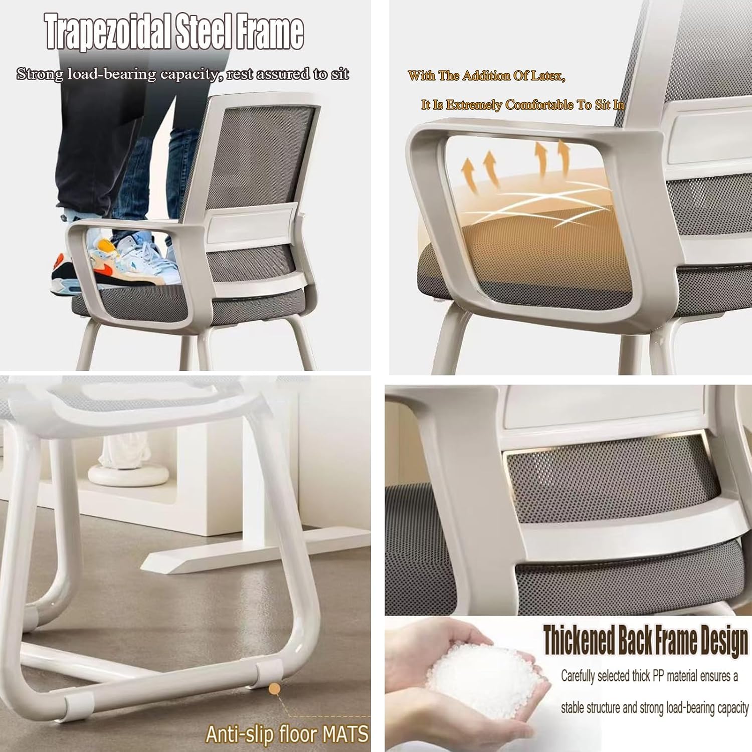 Ergonomic Office Chair with Mesh Back, Office Chairs with Lumbar Support, Computer Desk Chair for Home, Study or Work (White, 1PK)