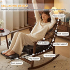 Oversized Rocking Chair with Cushion, Nursery Rocking Chair with Adjustable Footrest for Living Room, Upholstered Recliner Chair High Back with Armrests, Three-Position Adjustable Backrest for Bedroom