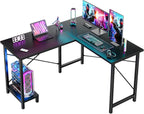 DUMOS L Shaped Desk, Computer Gaming Desks Corner Office Table with CPU Shelf for Home Study Writing Work Station 50 Inch, Sturdy Modern Design, Ideal for PC Setup, Study, and Home Office Use, Black