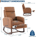 Modern Nursery Rocking Chair with Footrest,PU Upholstered Rocking Chair Comfortable Rocker Recliner with Side Pocket,Rocker Glider for Nursery, Brown