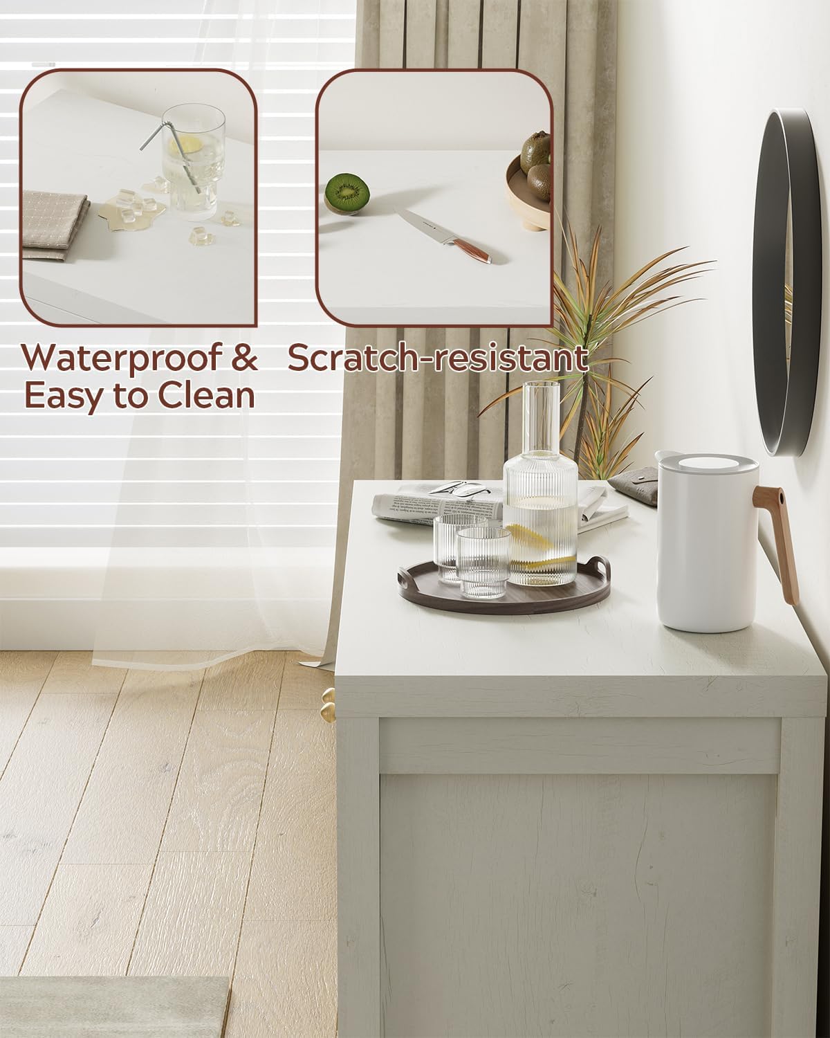 1pcs Modern Buffet Cabinet with Storage Sideboard Cabinet Wood cabinets for Kitchen,Living Room,Hallway Antique White