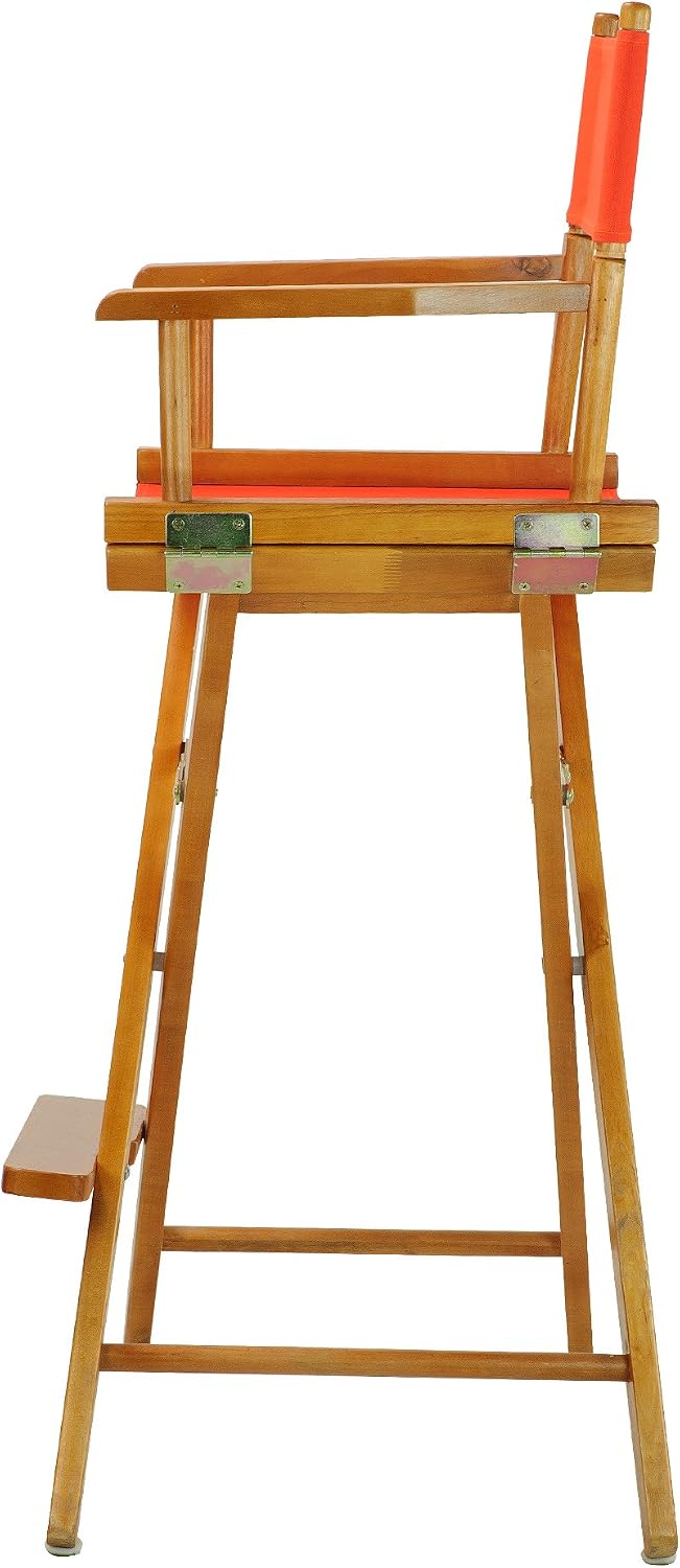 Casual Home 30" Director's Chair Honey Oak Frame-with Orange Canvas, Bar Height