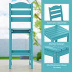 Giantex Outdoor HDPE Bar Stool, Patio Tall Bar Chair with Backrest and Footrest, 30 Inches Counter Height Barstools for Garden, Backyard, Weather Resistance, Easy Maintenance(2, Turquoise)