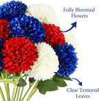 Yunfan 4th of July Decorations Patriotic Decor 12Pcs Artificial Flowers Red White and Blue for Independence Memorial Veterans Labor Fourth of July Home Party Centerpiece Vase