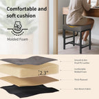 Saddle Seat Vanity Stool, Makeup Stool Chair with Metal Leg, U-Shaped Leather Ottoman Foot Rest Stool, Small Square Chairs Under Desk for Vanity, Living Room, Bedroom, Modern Makeup Bench Grey&Black