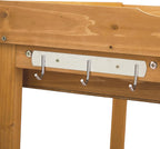 Outvita Outdoor Garden Potting Bench Table Work Bench with 2 Drawer, Storage Shelf, Metal Tabletop, 3 Hooks for Horticulture, Natural Wood
