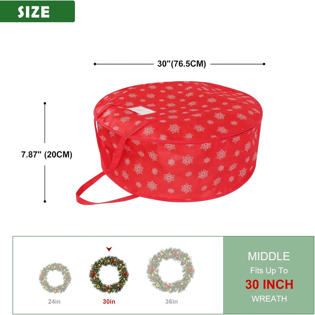 Christmas Wreath Storage Container - 30 Inch Wreath Storage Organizer bag -Durable Handles - Holiday and Seasonal Wreath Storage Bags - 1 Pack