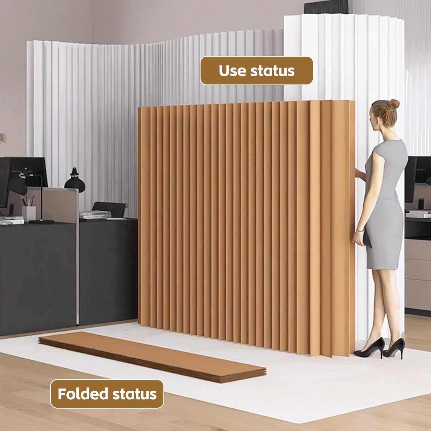 Paper Room Divider,Folding Privacy Screens,Enterprise Office Room Divider Paper,Indoor Folding Portable Partition Screen, for Home/Office/Clothing Store/Enterprise