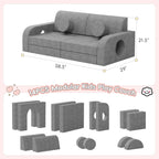Betterhood 14pcs Modular Kids Play Couch, 1000+DIY Versatile Kids Couch Building Fort, Child Sectional Sofa for Playroom Bedroom, Convertible Foam Sofa for Boys & Girls (Grey)