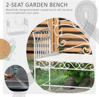 Garden Bench with Armrests for Outdoor Patio Use, Metal Backyard Bench Designed for Poolside and Lawn Seating