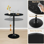 NOBPEINT Round Pub Table, Height Adjustable Bar Table, 360 Swivel Top, Cocktail Table with Black Metal Base for Bar, Bistro, Café, Full Black