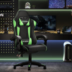 Bigzzia Gaming Chair, Ergonomic Video Game Chairs with Pillow and Lumbar Support, Racing Style Height Adjustable Computer Chair with 360°-Swivel Seat for Adults and Kids（Green）