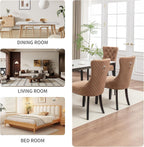 Velvet Dining Chairs Set of 6, Upholstered Dining Room Chairs with Nailhead Trim, Sillas de Comedor Modernas 6, Wooden Kitchen Chairs for Dining Room, Living Room, Kitchen, Bedroom, Brown