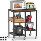 OGEMXU Kitchen Microwave Cart,Microwave Stand with Wheels,Coffee Bar Table Station,4-Tier Rolling Baker's Rack,Small Appliance Storage Shelf,Utility Side Table for Kitchen,Living Room (Rustic Brown)