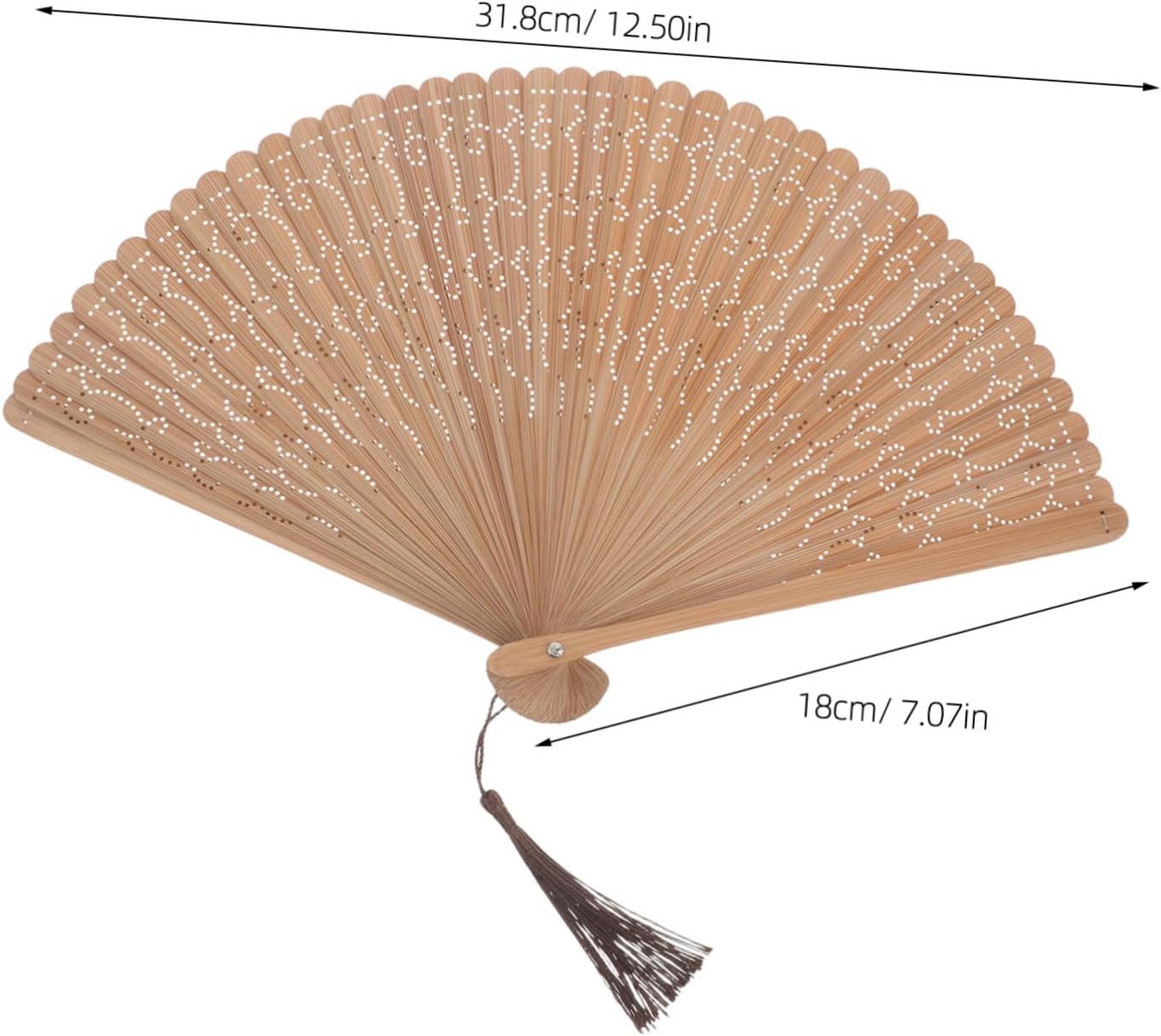 Baluue Mini Folding Fan Small Decorative Chinese Hand Fan Hollow Carved Design Portable 18cm for Women Wedding Dance Performance