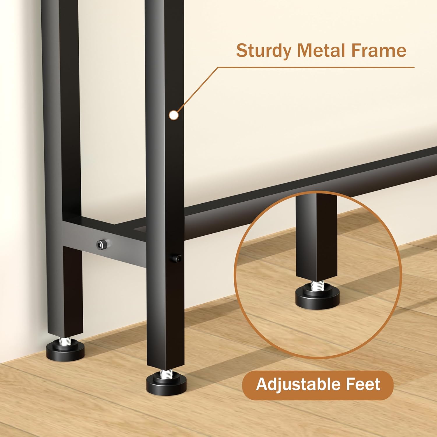 Keelian 70 Inch Double-Layer Narrow Console Sofa Table with 2 Power Outlets &4 AC Plugs&4 USB Ports, 4.9' Extension Cord Included, Behind Couch Table for Living Room/Office Easy Assembly - Black