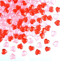 CHRORINE 70 Pcs Acrylic Heart Ornaments Translucent Hearts Shaped Gems Crystals for Table Scatter Decoration/Vase Fillers/Artwork in Valentine or Wedding Party- Red,Pink