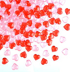 CHRORINE 70 Pcs Acrylic Heart Ornaments Translucent Hearts Shaped Gems Crystals for Table Scatter Decoration/Vase Fillers/Artwork in Valentine or Wedding Party- Red,Pink